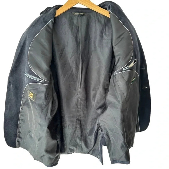 Gianna Uomo gold label‎ 42R blue velvet blazer/sports coat with elbow pads - Picture 4 of 8